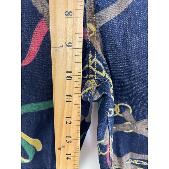 Lauren Ralph Lauren High Rise Skinny Ankle Equestrian Print Jeans 4 Black Label - Picture 4 of 12